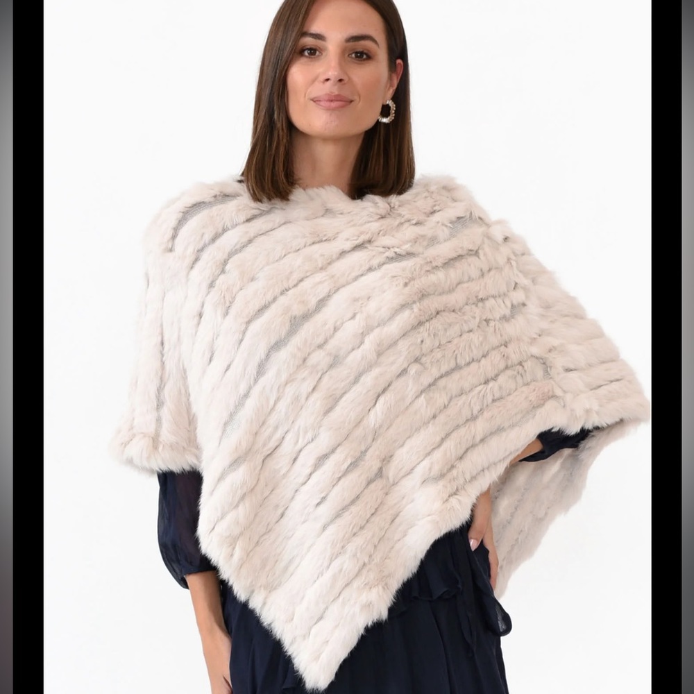 Black Rivet Faux Fur Poncho